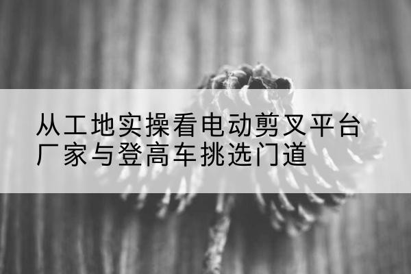 阿拉善左旗电动剪叉升降平台厂家-从工地实操看电动剪叉平台厂家与登高车挑选门道